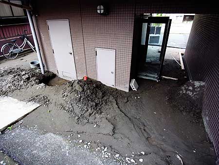 東北地方太平洋沖地震による液状化現象の被害の様子(千葉県浦安市 2011年6月9日)